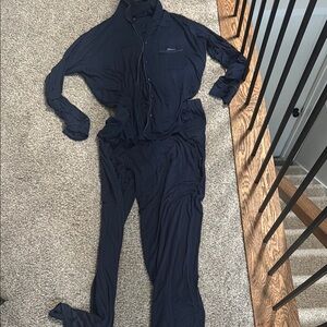 Skims Women’s Navy Blue Button-Up Shirt and Pants pajama set